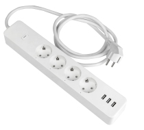 Умный удлинитель 4гн с З/К 3хUSB 1.8м белый ПВС 3х1.5мм Wi-Fi HomeConnect EKF RCE-1-WF