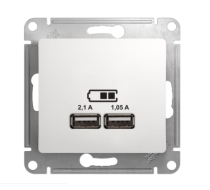 Розетка 2гн USB+USB с/у белый механизм Glossa Schneider Electric GSL000133