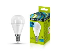 Лампа светодиодная «Ergolux» LED G45  9W, 80Вт (Е14) 4500К «шар» (1/10/100шт)/13174/881965
