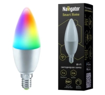 Умная лампочка св/д 7Вт свеча WiFi E14 RGB+ 560Лм диммир матовая Navigator 82422