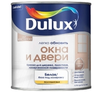 Краска ВД Dulux Окна и Двери для дерева, пластика, лакированной поверхн. полуматовая база BW (0,75л)