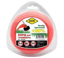 Леска DDE Hard line круг армированный 2.4мм*90м серый/красный 645-099