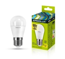 Лампа светодиодная «Ergolux» LED G45  9W, 80Вт (Е27) 3000К «шар» (1/10/100шт)/13176/881989