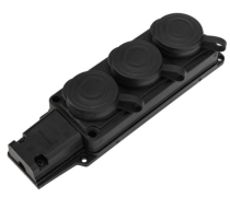 Колодка 3гн с З/К черная каучук с крышкой 16А IP44 PROCONNECT 111-113-4