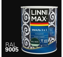 Грунт-эмаль по ржавчине 3 в 1 LINNIMAX RAL 9005 черная 0.75л.