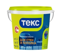 Краска ВД ТЕКС латексная для стен и потолков интерьерная  1,5кг 52474