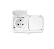 Розетка 2гн с 3/К о/у белая IP54 Пралеска Беларусь РА16-303