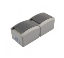 Розетка 2гн с З/К с крыш. о/у серый 16А IP54, керамический KRANZ INDUSTRIALt KR-78-0616