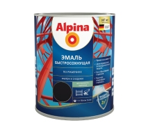 Грунт-эмаль быстросохнущая по ржавчине Альпина RAL 9005 черный 0.75л. Брест