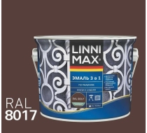 Грунт-эмаль по ржавчине 3 в 1 LINNIMAX RAL 8017 шоколадная 2.5л.