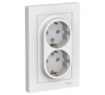 Розетка 2гн. ATLAS DESIGN с з/к с/у 16А бел. SchE ATN000124