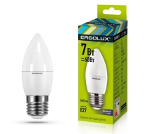 Лампа светодиодная «Ergolux» LED С35  7W, 60Вт (Е27) 6500К «свеча» (1/10/100шт)/13299/882610