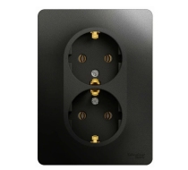 Розетка 2гн с 3/К с/у антрацит в сборе Glossa Schneider Electric GSL000724
