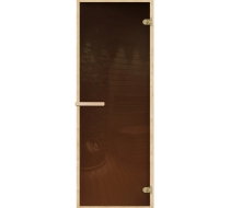 Дверь банная стеклянная бронза 1800х700 (6 мм., 2 петли, коробка хвоя)