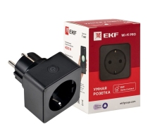 Умная розетка с З/К 16А PRO EKF Wi-Fi HomeConnect черная RCS-2-WF