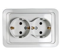 Розетка IN HOME Classico 2гн с З/К с/у белая IP20 /2212-W/2128-W/