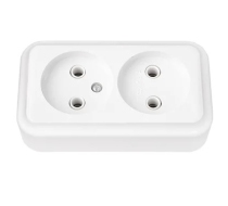Розетка 2гн без З/К о/у белый IP20 Пралеска Беларусь РА16-260