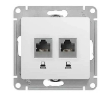 Розетка 2гн комп+комп RJ45+RJ45 с/у белый механизм Glossa Schneider Electric GSL000185KK