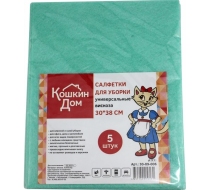 Салфетка КОШКИН ДОМ из вискозы универсальная 30 *38см, 5 шт  /30-09-006 З-ON