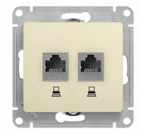 Розетка 2гн комп+комп RJ45+RJ45 с/у крем механизм Glossa Schneider Electric GSL000285KK
