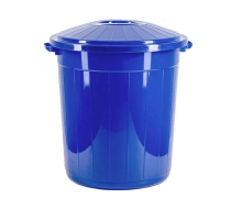 Бак мусорный синий с крышкой 60л. (вторичка) 097617
