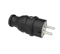 Вилка прямая с З/К черный каучук 16А 220В IP44 REXANT 111-001