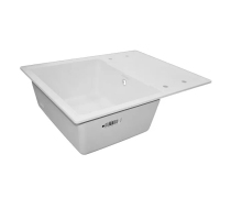 Мойка кухонная кварцевая AZARIO Tavas (620х480х197) Белая (сифон) CS00097670