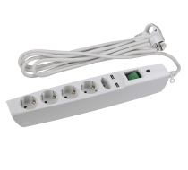 Сетевой фильтр 5гн+2USB с З/К 2м с выкл белый 10А ПВС 3x0,75 SFU-5es-2m-W ЭРА