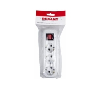 Колодка 3гн c З/К с выкл белая 10А 220В Rexant 11-8706