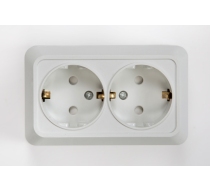 Розетка IN HOME Bolleto 2гн с З/К о/у белая IP20 /7128-W/