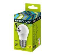 Лампа светодиодная «Ergolux» LED G45  7W, 60Вт (Е27) 3000К «шар» (1/10/100шт)/12143/874509