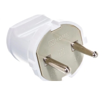 Вилка прямая без З/К белая 10А IP20 4142 IN HOME