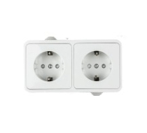 Розетка IN HOME AQUA 2гн с З/К шторки о/у белая IP44 /3123-W/