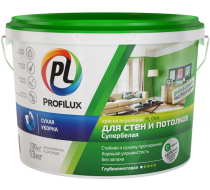 Краска ВД Profilux PL-04А акриловая для стен и потолков (зелёная эт.) бел. ( 3кг)