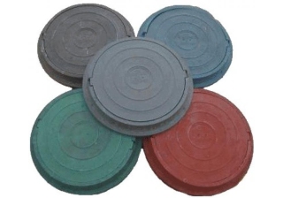 Люк полимерно-песчаный круглый серый h-60 /корпус:750х60  крышка:580х30/ 3т.