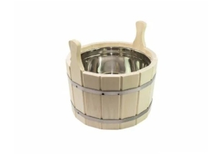 Шайка для бани 10л. с нержавеющей вставкой двуручная