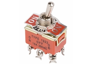 Тумблер 250V 15А (6c) ON-OFF-ON двухполюсный REXANT 36-4132