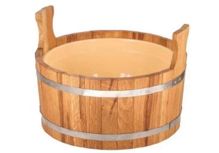 Шайка для бани 12л. дуб с пластиковой вставкой двуручная