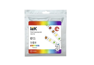 Лента светодиод LSR-5050 7,2Вт 30Led RGB 12В мультиколор IP20 3м IEK