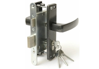 Замок врезной с ручк. 3В4-3.04 (серебро) 