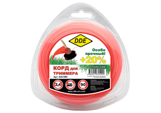 Леска DDE Hard line круг армированный 2.4мм*90м серый/красный 645-099