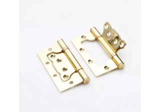 Петля накладная RENZ 100*75*2,5, 2 подшипника, б/колп., латунь блестящая (без врезки) 23-00000238