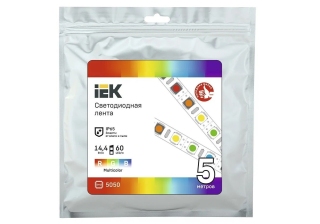 Лента светодиод LSR-5050 14,4Вт 60Led RGB 12В мультиколор IP65 5м IEK