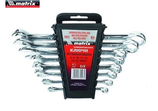 Набор ключей комбинированных 6-22мм, 9шт., CrV, матовый хром /15410/  Matrix