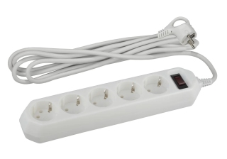 Сетевой фильтр 5гн с З/К 5м с выкл белый 10А ПВС 3x0,75 USF-5es-5m-W ЭРА