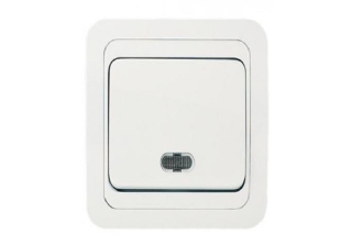 Выключатель IN HOME Classico 1кл с подсв c/у белый IP20 /2121-W/