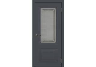 Дверь Порту-2 RAL 7024 ДО 2000*600 стекло графтит с рисунком