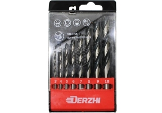 Набор сверел DERZHI п/металлу 8шт. (3,4,5,6,7,8,9,10мм)  /8302-006/