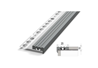 Профиль угловой для плитки ПУ-09. 414, резинка серая  , L-2,5м.