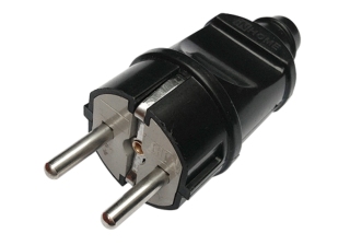 Вилка прямая 16А пласт. с З/К черн. IP20 4240 IN HOME